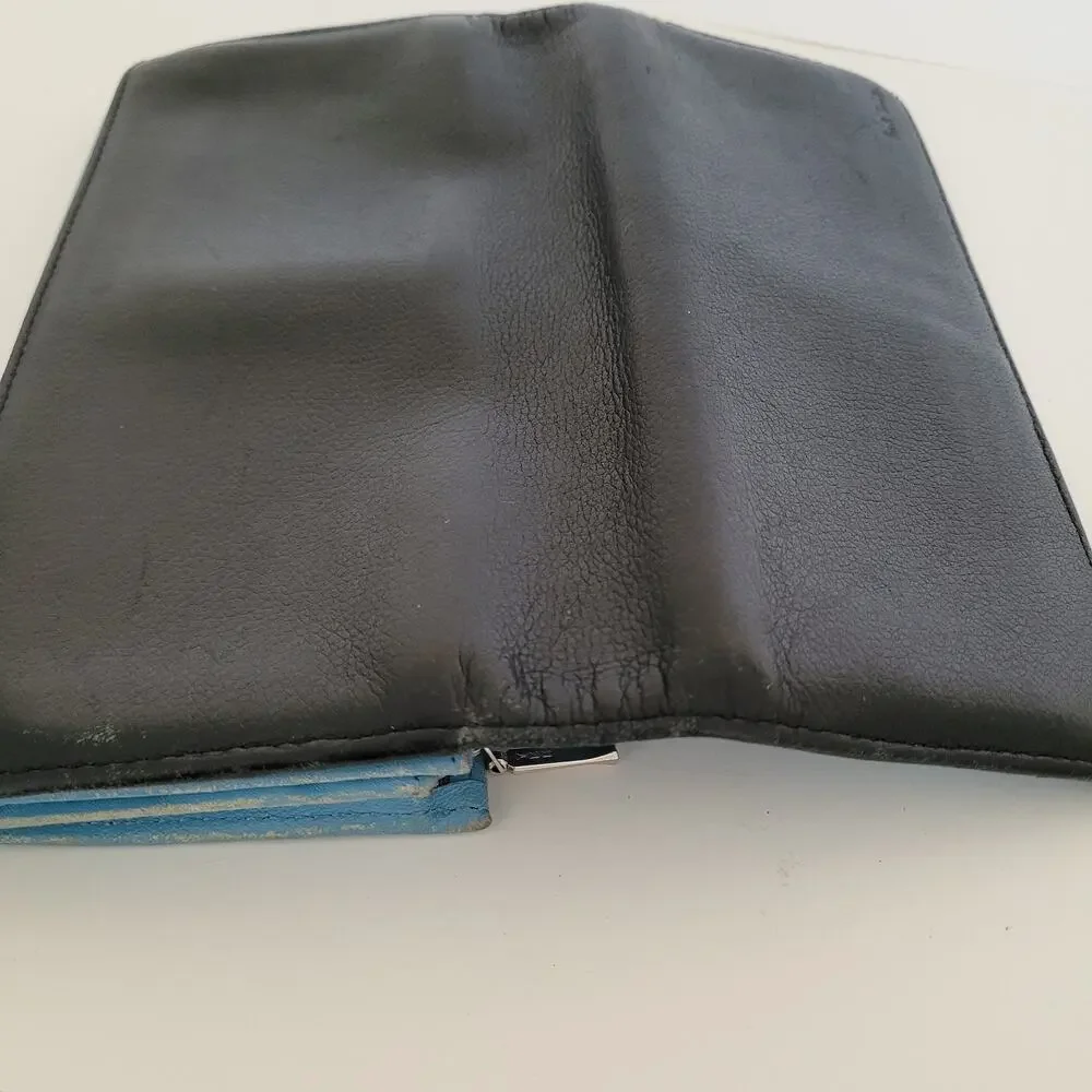 Paul Smith Love Letter Cow Leather Wallet Black Blue Boho Designer Large Envelop